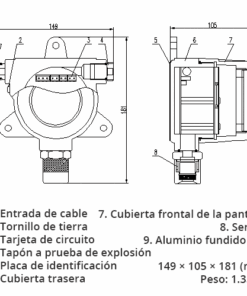 diagrama partes tgas 1031 detector gas